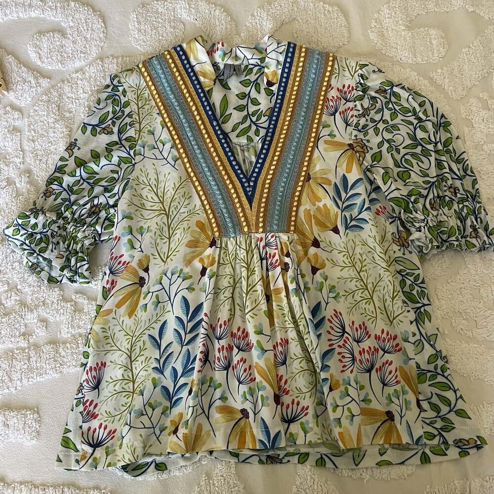Blank London Anthropologie Womens Top Floral Boho Colorful Size Small